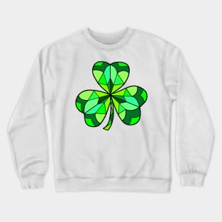 Stained Glass Green Irish Clover Crewneck Sweatshirt